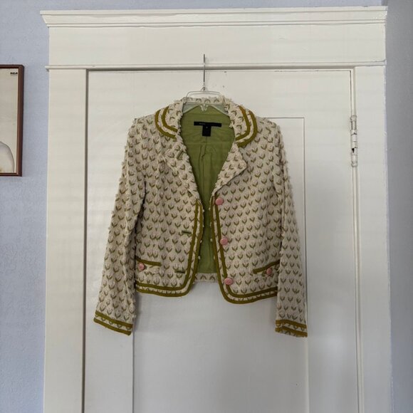 Vintage Marc Jacobs Embroidered Cream and Pink Floral Jacket size 4 - Picture 12 of 15